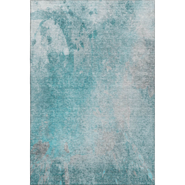 10' X 14' Abstract Washable Area Rug With UV Protection (649414) - Teal / Gray