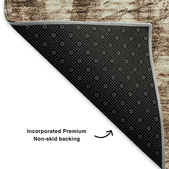 10' X 14' Washable Area Rug With UV Protection (649996) - Chocolate / Beige