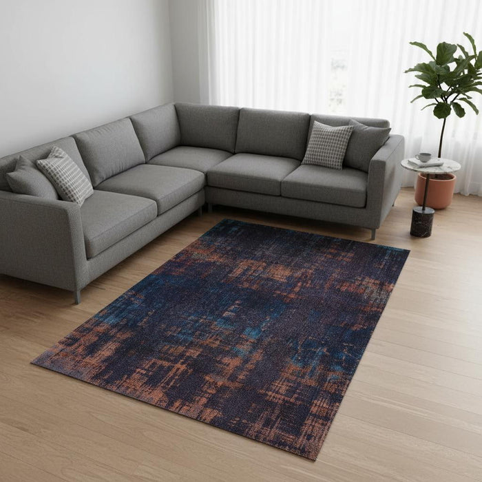 9' X 13' Abstract Washable Area Rug (548734) - Blue / Brown