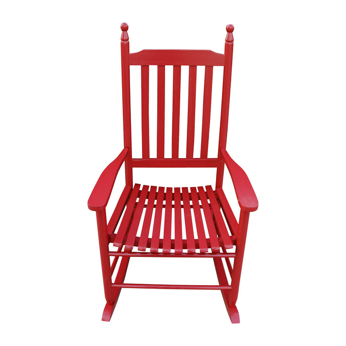 Giga wooden porch rocker chair with a curved backrest and armrests, perfect for outdoor relaxing on a porch or patio.