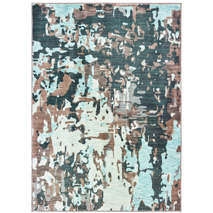 10' x 13' Abstract Power Loom Stain Resistant Area Rug - Gray And Blue