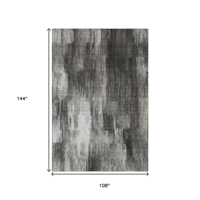 9' X 12' Abstract Washable Area Rug With UV Protection (649605) - Gray / Ivory