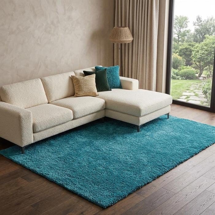 7' X 10' Shag Hand Tufted Area Rug (574442) - Teal