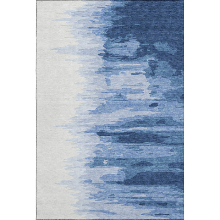 10' X 14' Abstract Washable Area Rug With UV Protection (682379) - Navy Blue / Ivory