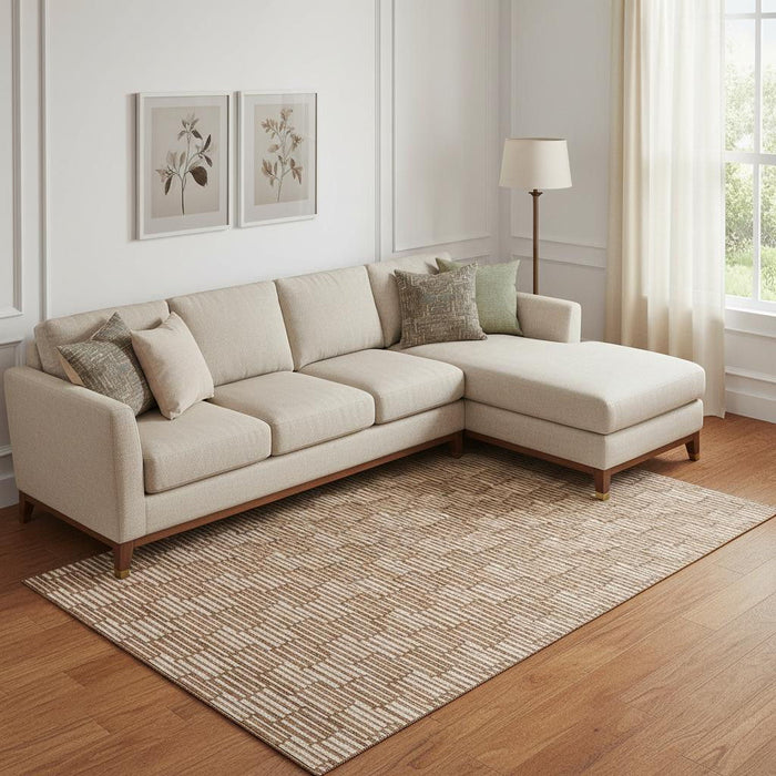 10' X 14' Abstract Geometric Washable Area Rug With UV Protection (673007) - Rust / Beige