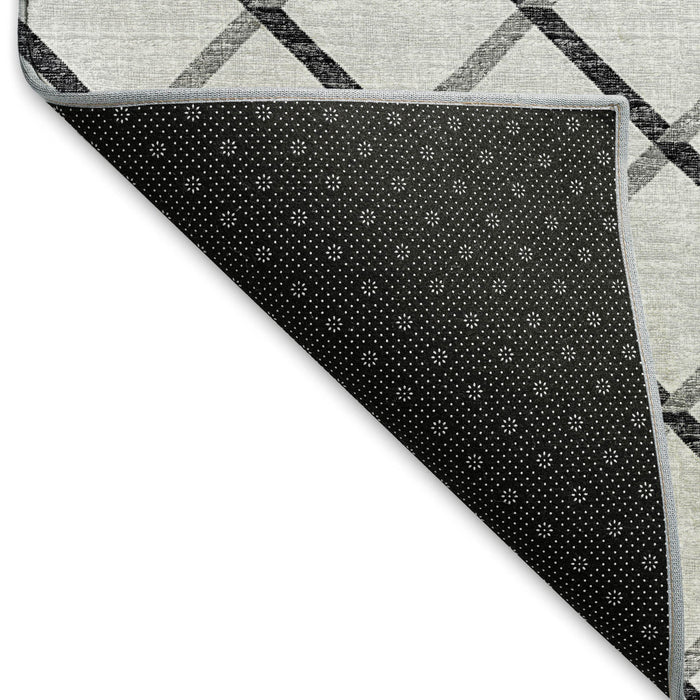 10' X 14' Geometric Washable Area Rug With UV Protection - Gray And Black