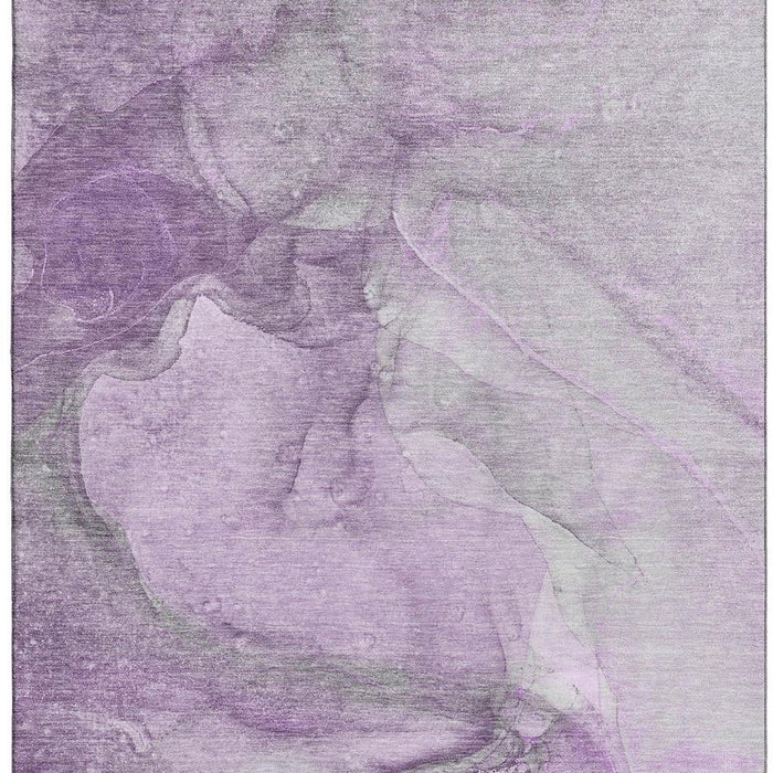 9' X 12' Abstract Washable Area Rug With UV Protection (647409) - Lilac / Ivory