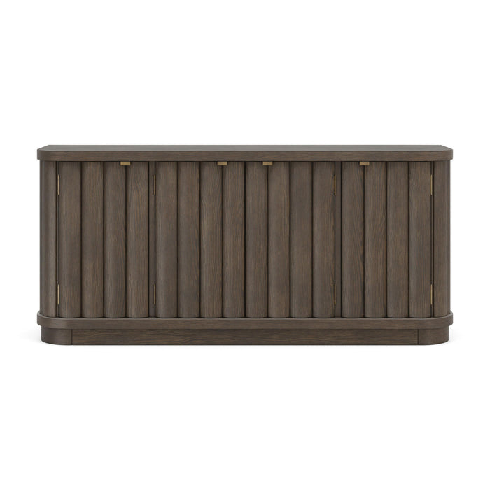 Signature Design by Ashley Darimore Extra Large TV Stand in burnished brown with spacious shelves and modern design.