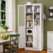 White Giga tall metal kitchen pantry cabinet with adjustable shelves and silent magnetic doors, ideal for organized storage.