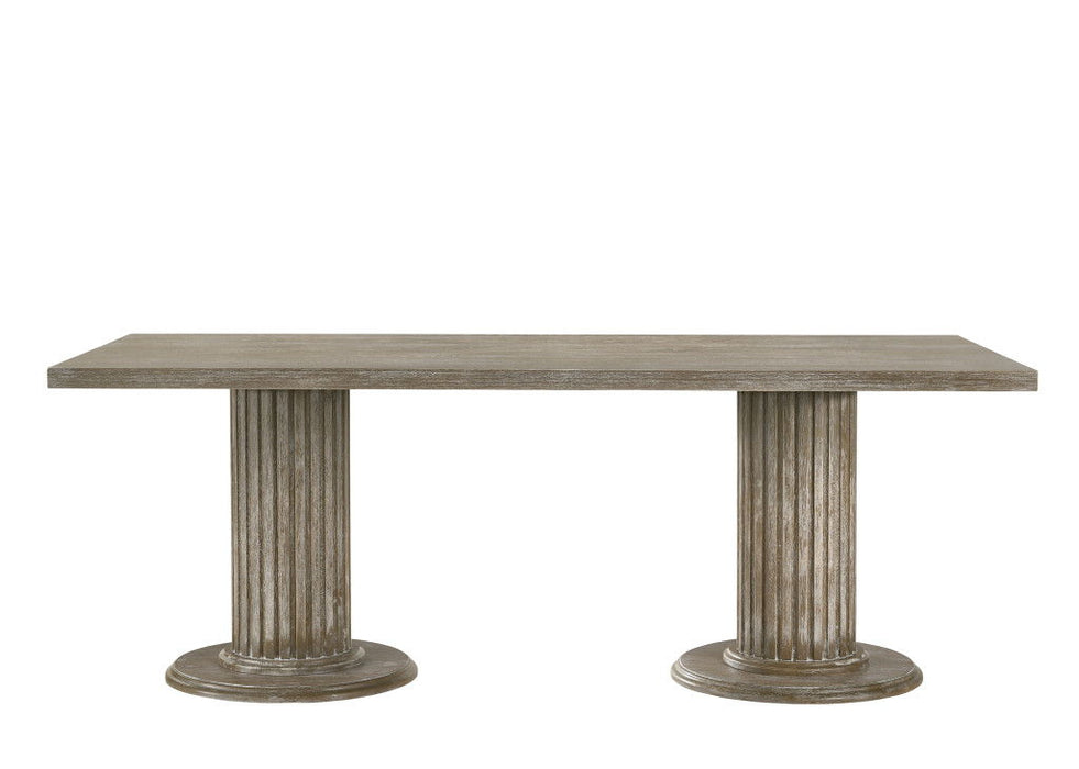 Wood Double Pedestal Base Dining Table - Gray