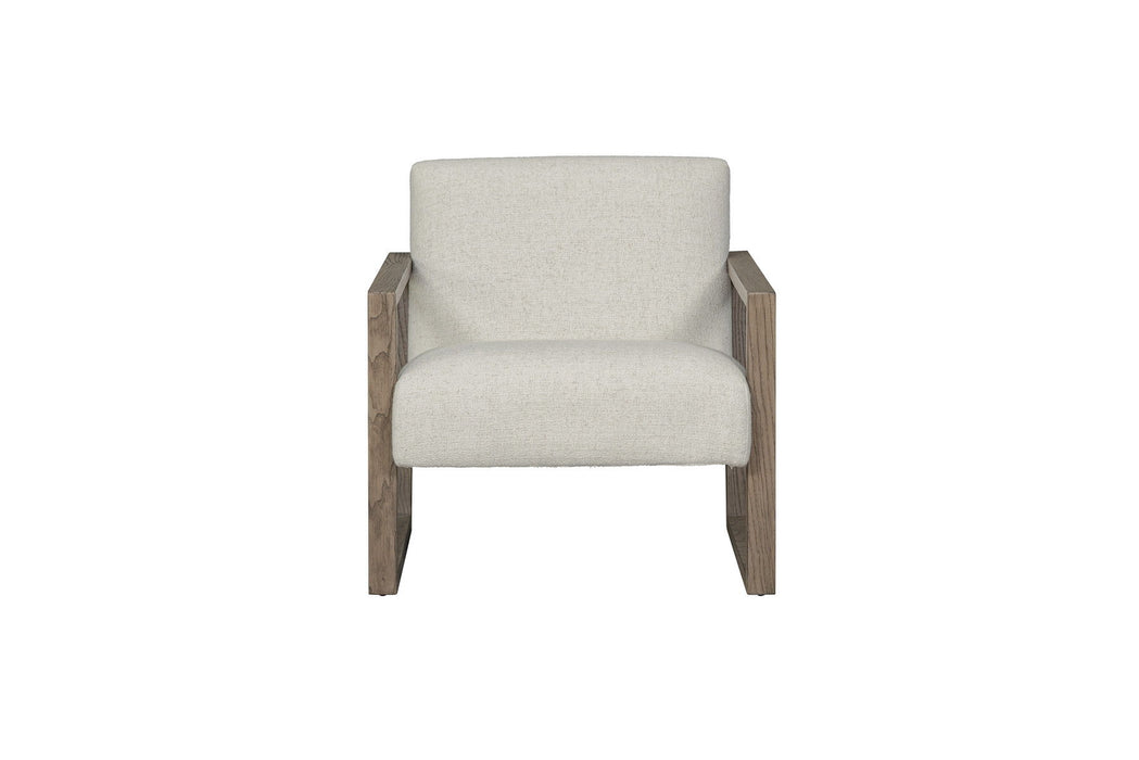 28" Fabric And Wood Arm Chair - Beige / Ash