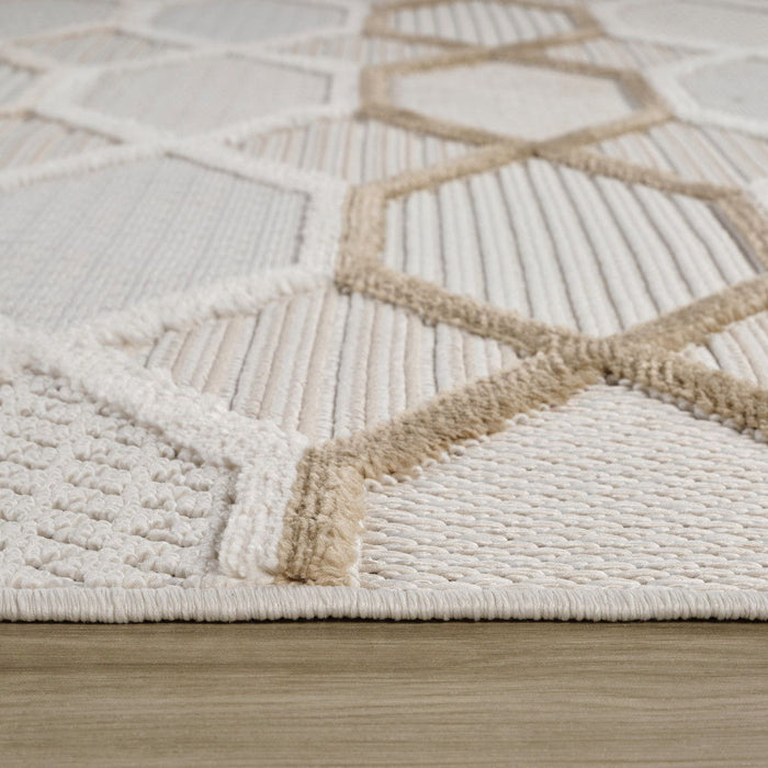 8' x 11' Abstract Distressed Area Rug - Cream And Beige