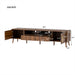 Giga walnut TV stand for TVs up to 85 inches with soft-close doors, open shelf, and cable management system.