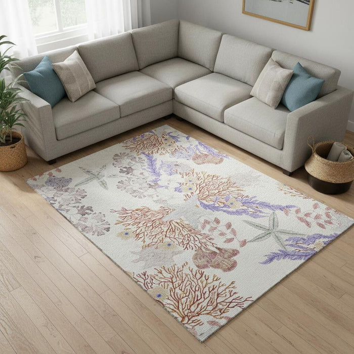 10' X 14' Geometric Washable Area Rug With UV Protection (645708) - Cinnamon / Ivory / Plum