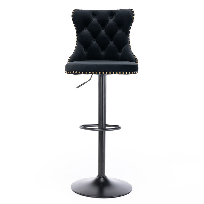 Set of 2 Giga modern upholstered swivel barstools with adjustable height, tufted backs, ideal for home, pub, or kitchen island seating
