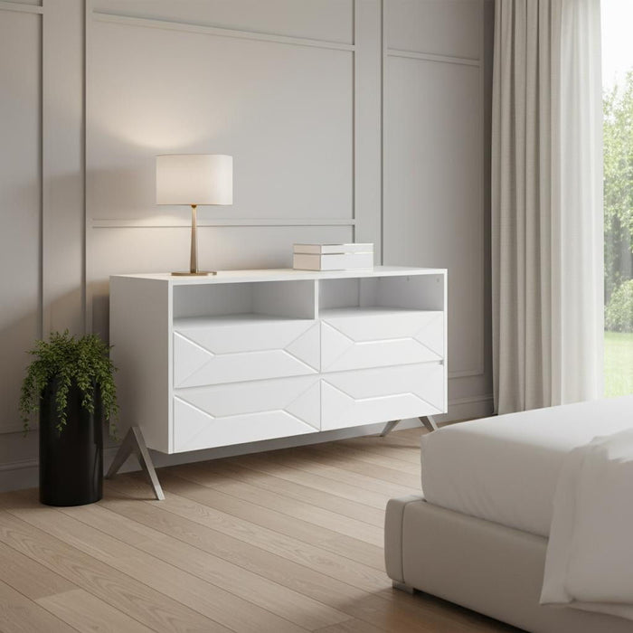 Four Drawer Double Dresser - White