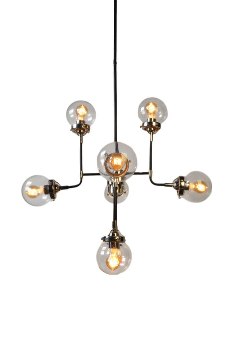 Sputnik Eight Light Metal Chandelier With Shades - Silver