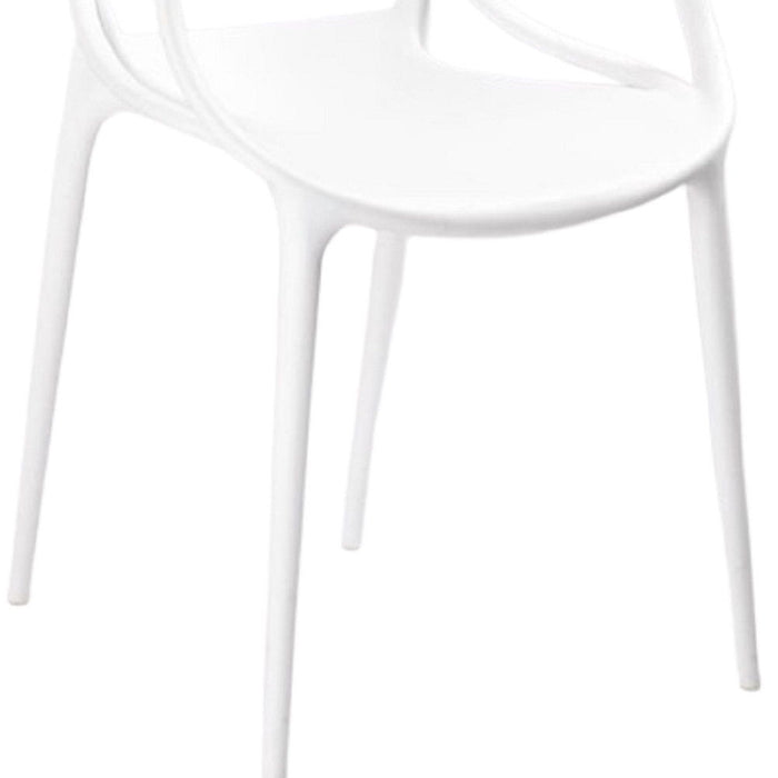 Heavy Duty Plastic Open Back Dining Arm Chairs (Set of 4) - White