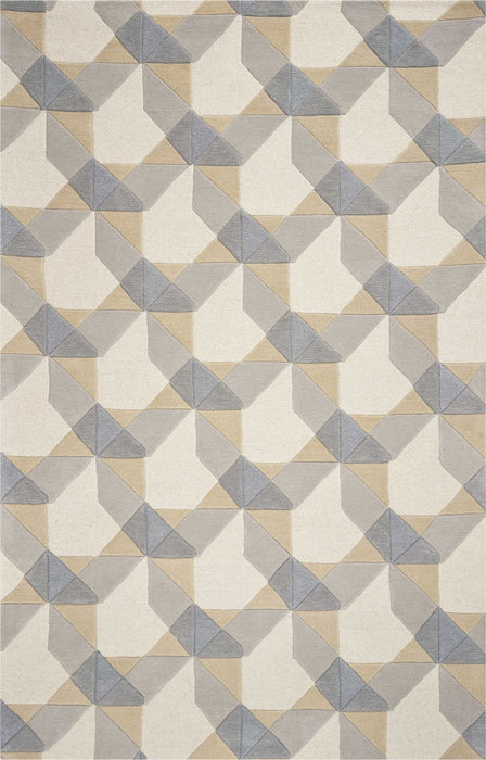 8' x 11' Hand Tufted Geometric Chain Pattern Indoor Area Rug - Ivory Gray