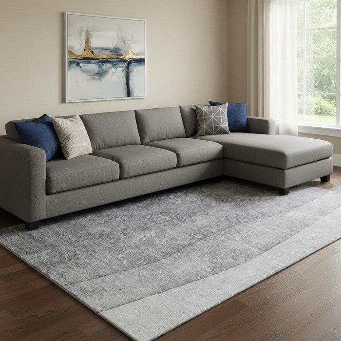 9' X 12' Ombre Washable Area Rug With UV Protection (652724) - Gray / Ivory