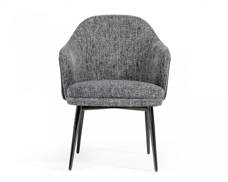 Upholstered Fabric Faux Leather Wing Back Dining Arm Chair - Gray