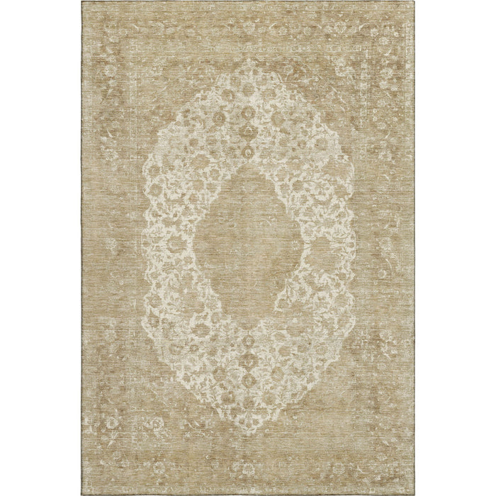 10' X 14' Medallion Washable Area Rug With UV Protection (696308) - Ivory / Beige