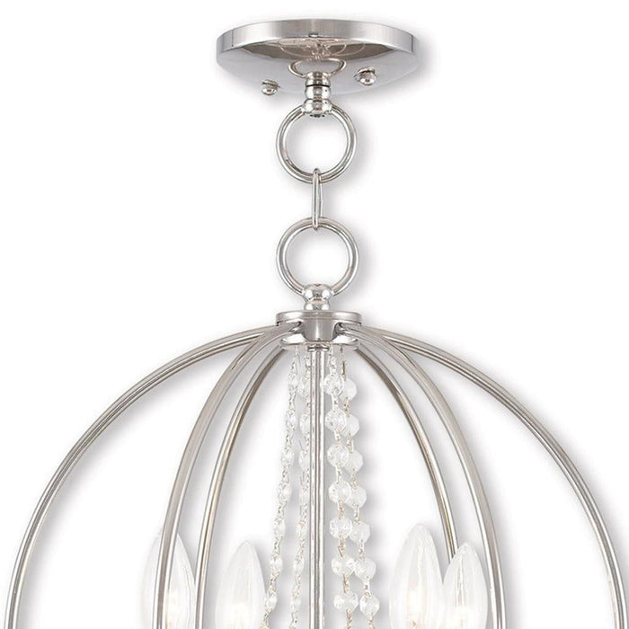 19" Four Light Dimmable Chandelier With Shades - Silver