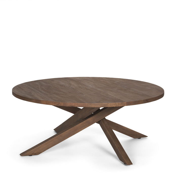 42" Solid Wood Round Cross Legs Coffee Table - Brown