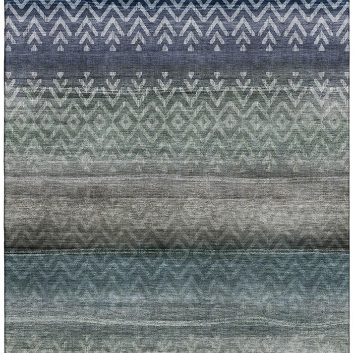 10' X 14' Geometric Washable Area Rug With UV Protection (715645) - Blue / Gray
