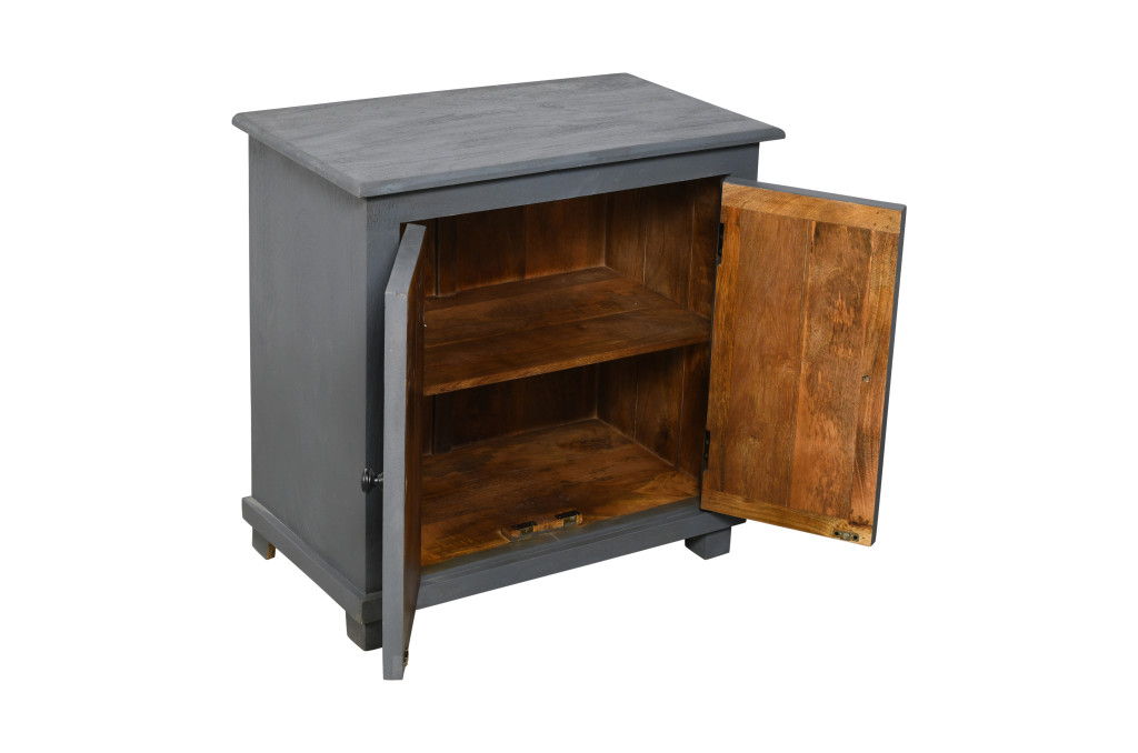 28" Distressed Solid Wood Nightstand With Storage - Gray