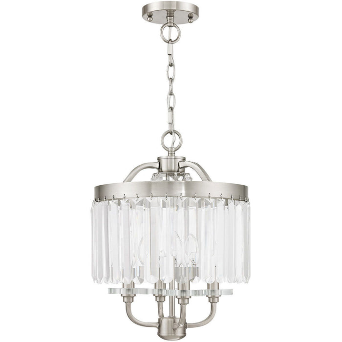 18'' Four-Light Dimmable Chandelier With Shades - Nickel