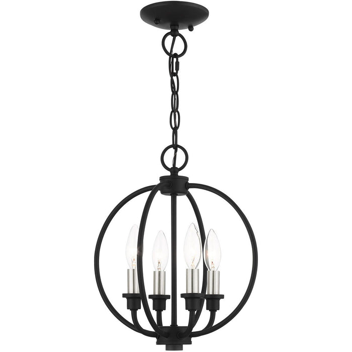 13" Four Light Dimmable Chandelier With Shades - Black