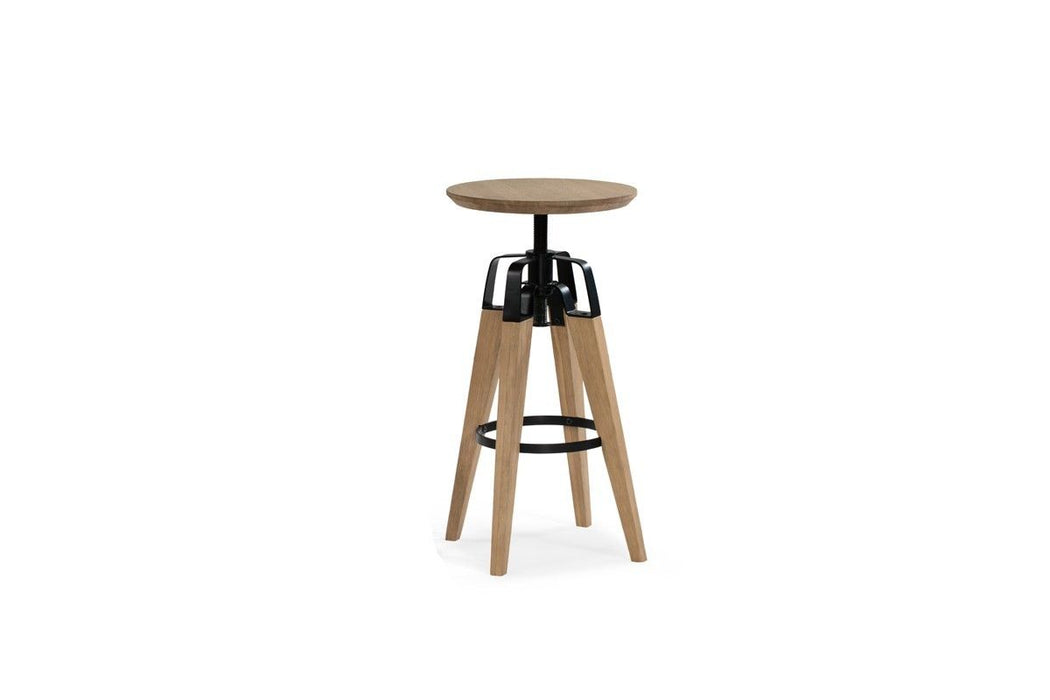 Solid Wood Backless Bar Chair - Natural And Natural And Black