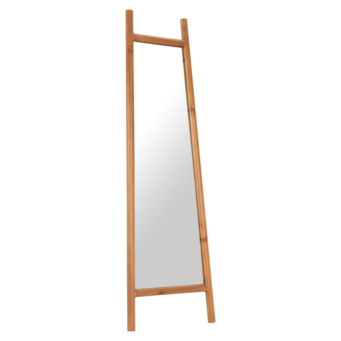 70" Solid Wood Leaning Geometric Framed Standing Mirror - Natural
