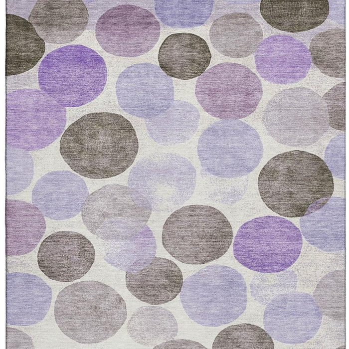 10' X 14' Geometric Washable Area Rug With UV Protection (707413) - Purple / Brown / Ivory