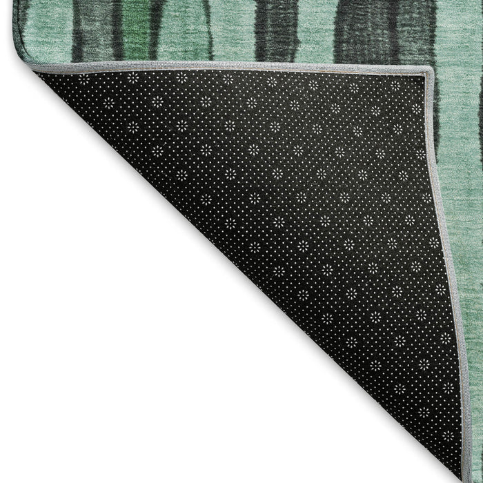 10' X 14' Striped Washable Area Rug With UV Protection (692886) - Sage / Gray / Teal