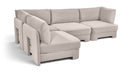 Meridian Furniture Hammond velvet performance fabric upholstered 4-piece armless sectional sofa with modern design.