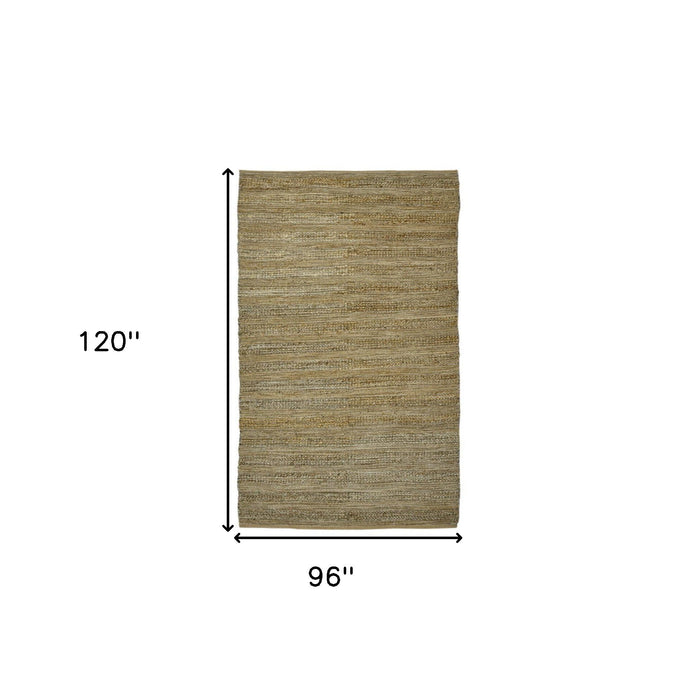 8' X 10' Jute Striped Flatweave Handmade Area Rug - Brown And Beige