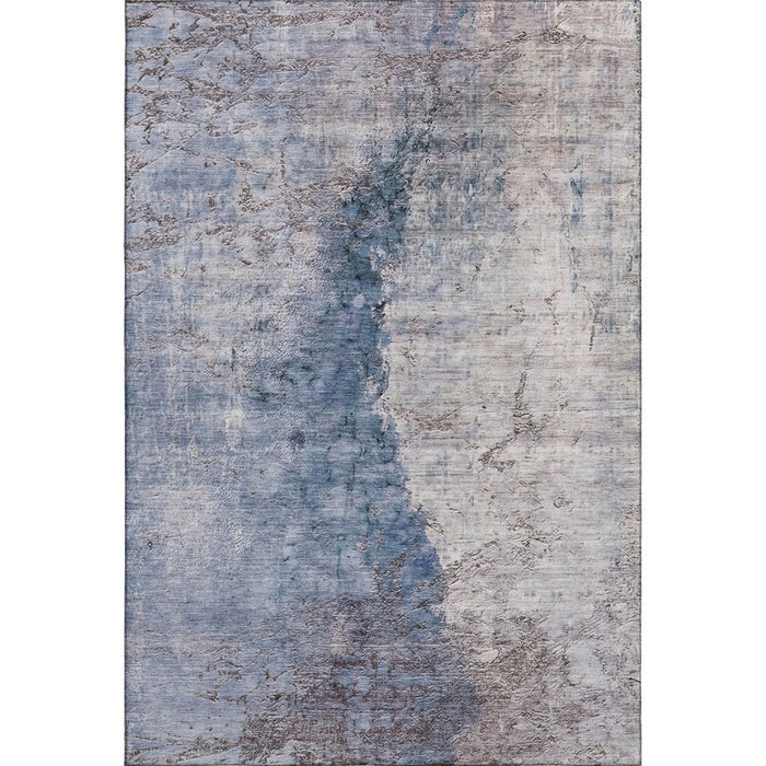 10' X 14' Abstract Washable Area Rug With UV Protection (653656) - Blue / Ivory / Gray