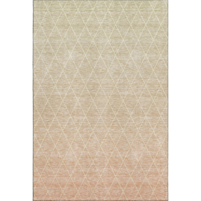 10' X 14' Geometric Washable Area Rug With UV Protection (688183) - Salmon / Beige