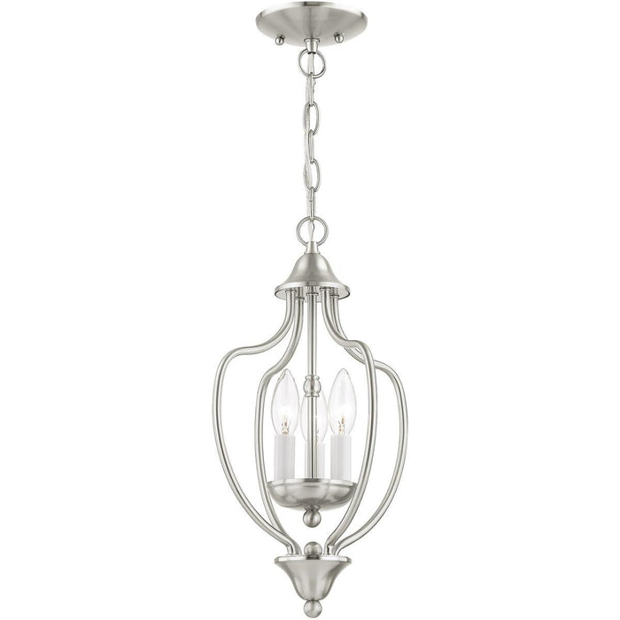 Three-Light Dimmable Chandelier With Shades - Nickel