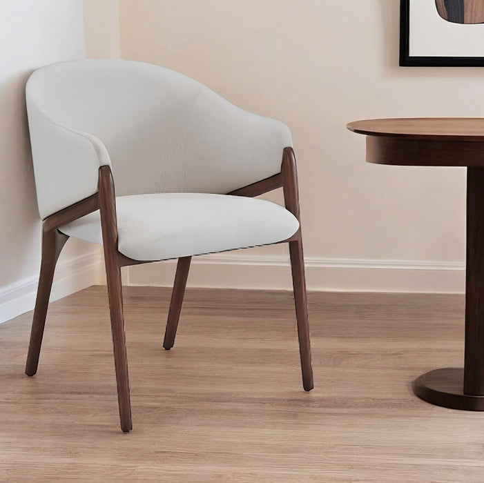 Upholstered Fabric Wing Back Dining Arm Chair - Cream