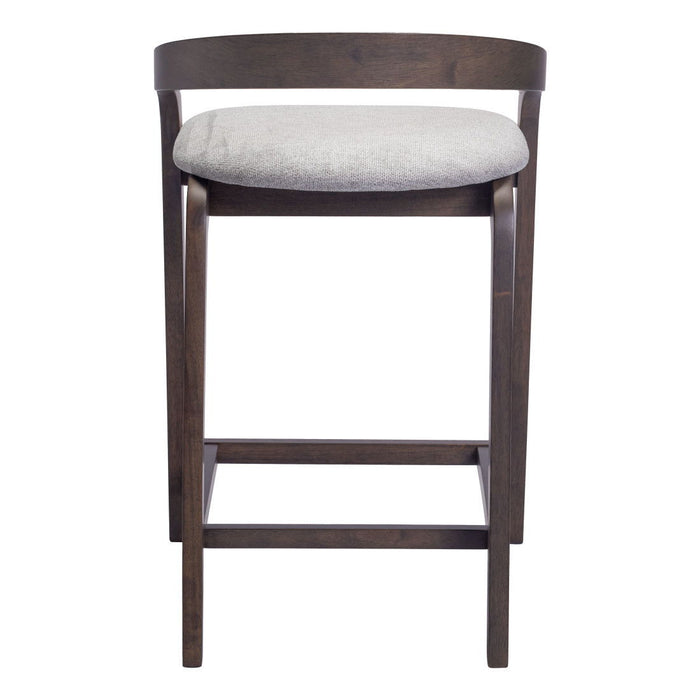 25" Fabric And Solid Wood Low Back Counter Height Bar Chairs (Set of 2) - Gray / Espresso