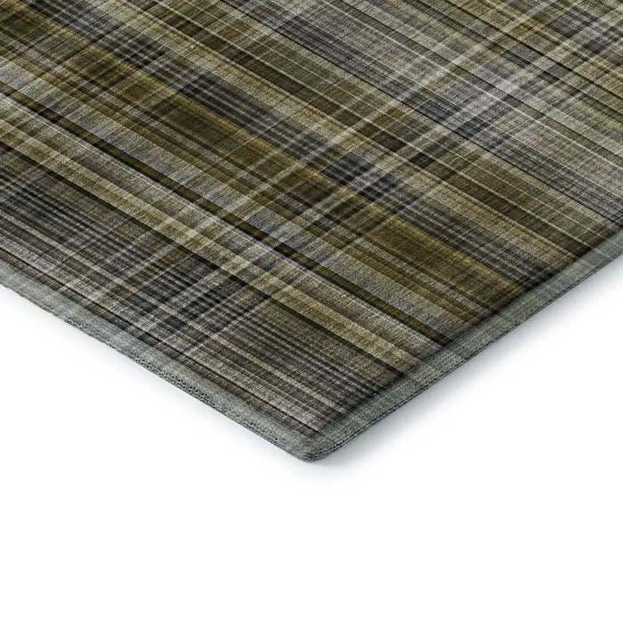 10' X 14' Plaid Washable Area Rug With UV Protection (648304) - Taupe / Coffee