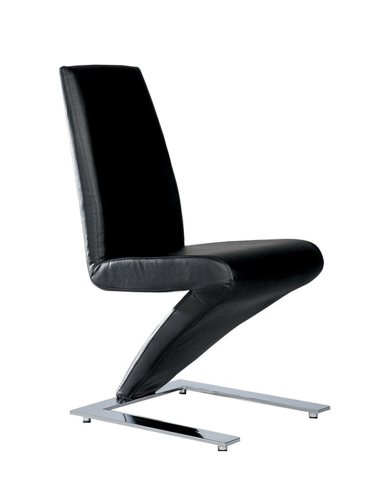 Faux Leather Upholstered Dining Side Chairs (Set of 2) - Black / Silver
