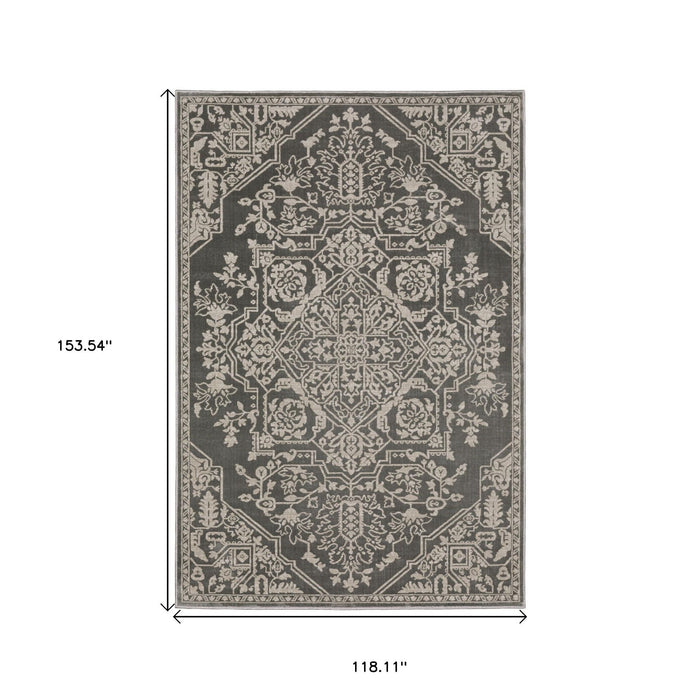 10' X 13' Oriental Area Rug - Gray And Light