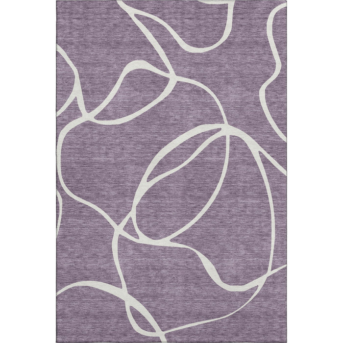 10' X 14' Abstract Washable Area Rug With UV Protection (678676) - Purple / Ivory