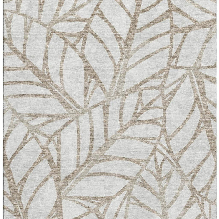 8' X 10' Floral Washable Area Rug With UV Protection - Beige And Brown