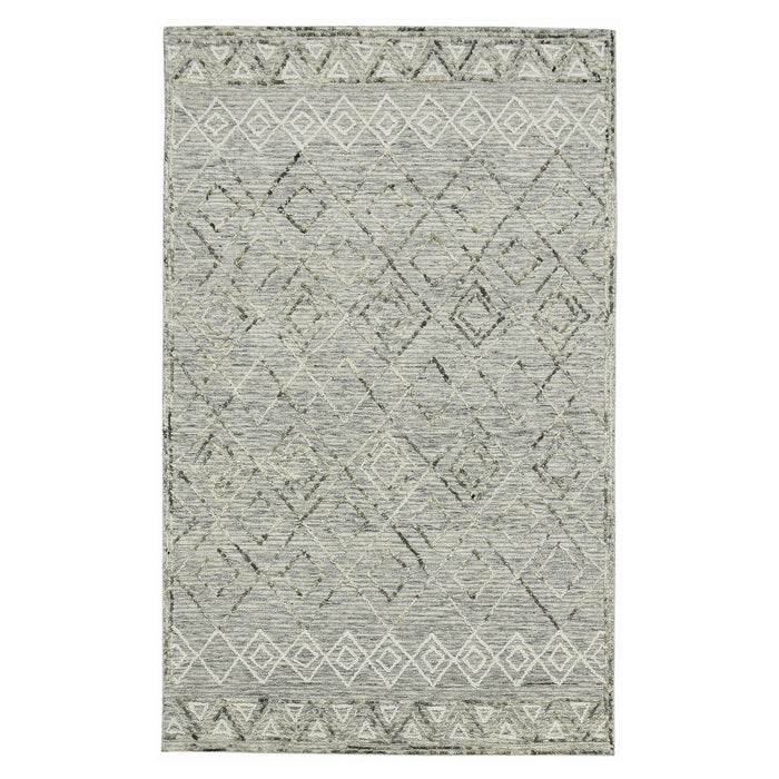 8' X 10' Wool Argyle Hand Hooked Area Rug - Gray