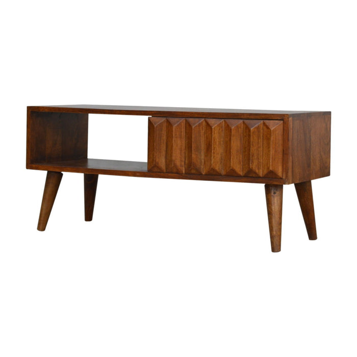 Solid Wood Enclosed Open Storage TV Stand (719193) - Brown